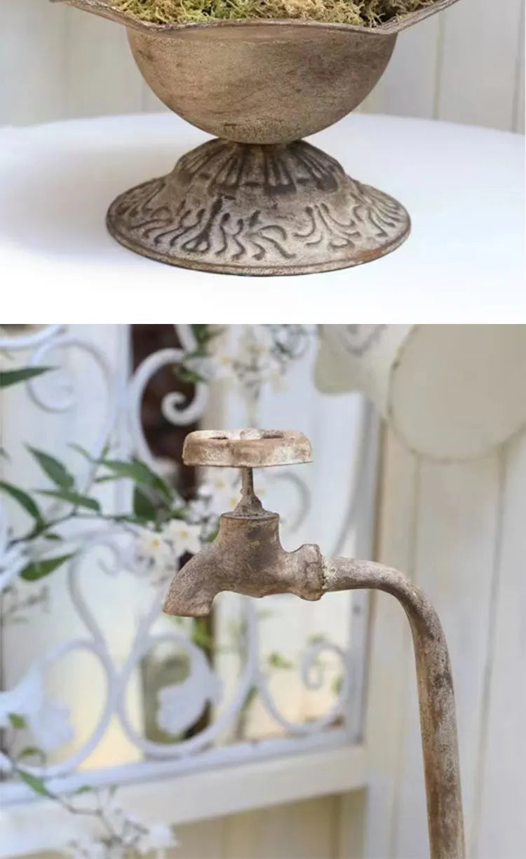 Outdoor Garden Bird Bath Spa With Metal Faucet Flowerpot bathtub Garden Decoration Basin Gardening Groceries Bird Basin