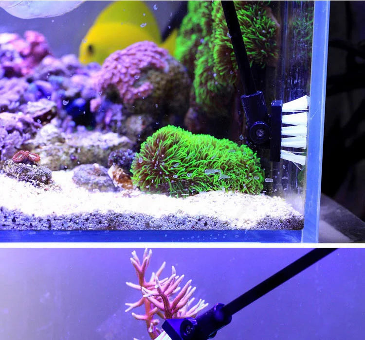 Adjustable Rotatable Aquarium Cleaning Brush – Freshwater & Saltwater Fish Tank Scrubber with Aluminum-Magnesium Handle