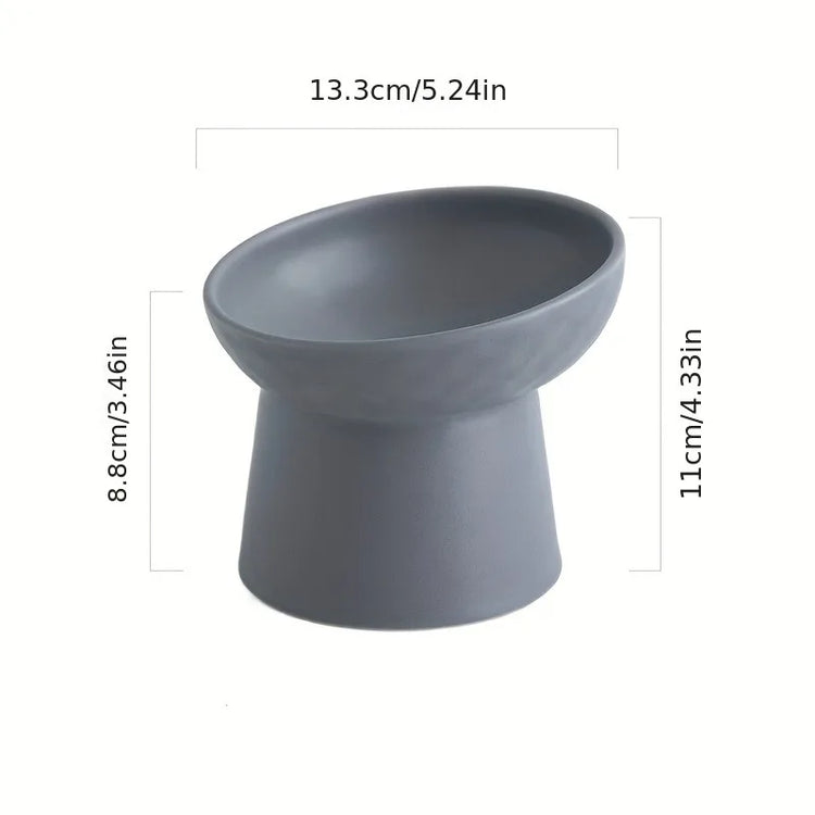 Ceramic Raised Cat Food Bowls | Tilted Elevated Cat Food Bowl Stress Free Backflow Prevention | Microwave Safe Dishwasher