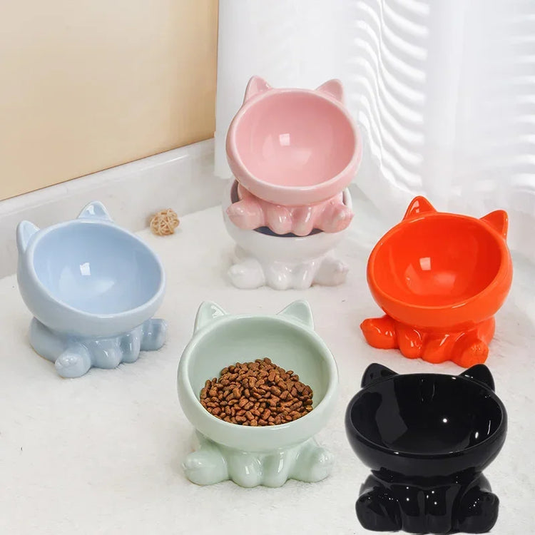 Cat Bowl Pet Accessories | Ceramic Diagonal High Feet - Cute Protection | Cervical Spine Dog Bowl - Drink Water Bowl | Pet Supplies