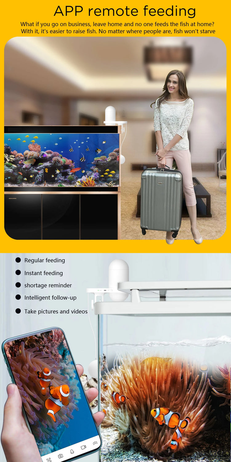 Automatic Aquarium Fish Feeder with 2K HD Camera and WiFi Control