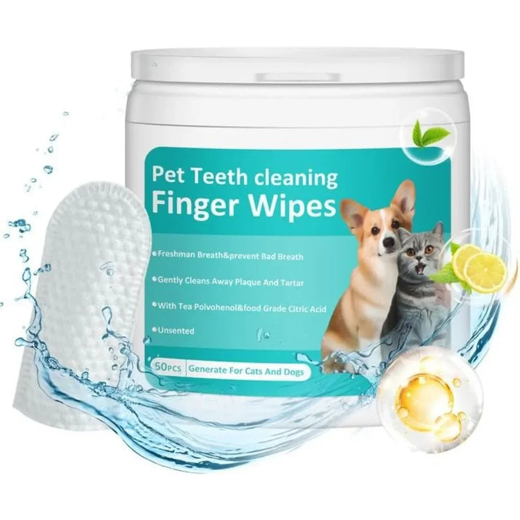 Cat Ear Wipes | Pet Ear & Eye Cleaning Finger Wipes | Remove Wax & Odor | 50 Wipes for Dogs/Cats