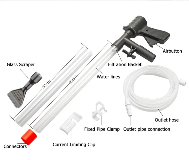 Aquarium Cleaning Tool Vacuum Water Changer – Manual Siphon Filter Pump with Sand Gravel Cleaner