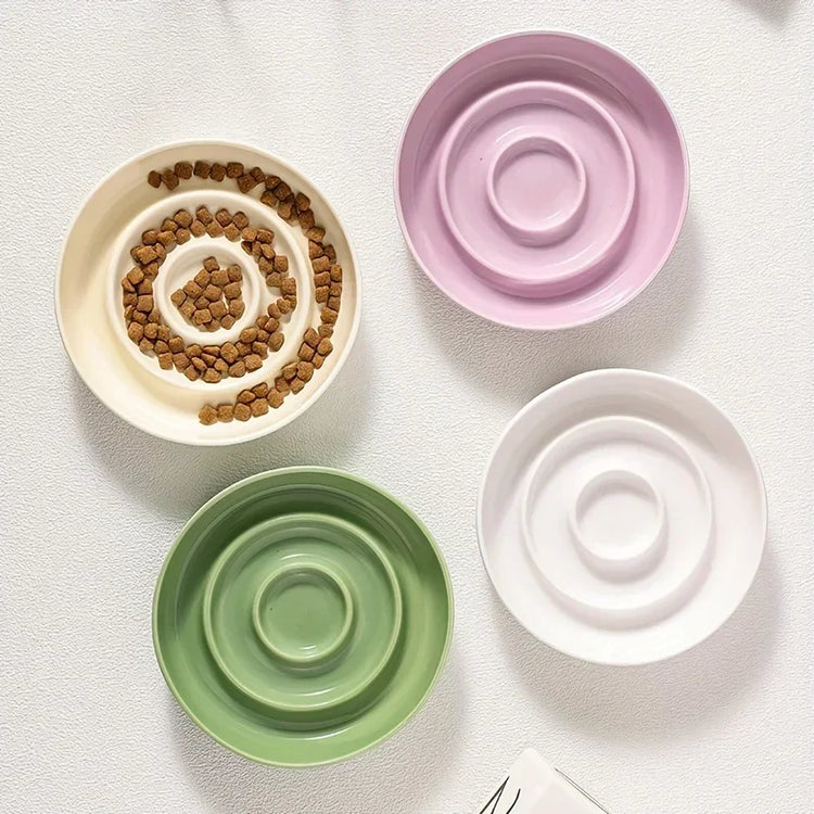 New Ceramic Cat Slow Food Bowl | Anti-choking Small Dog Food Bowl | Pet Supply