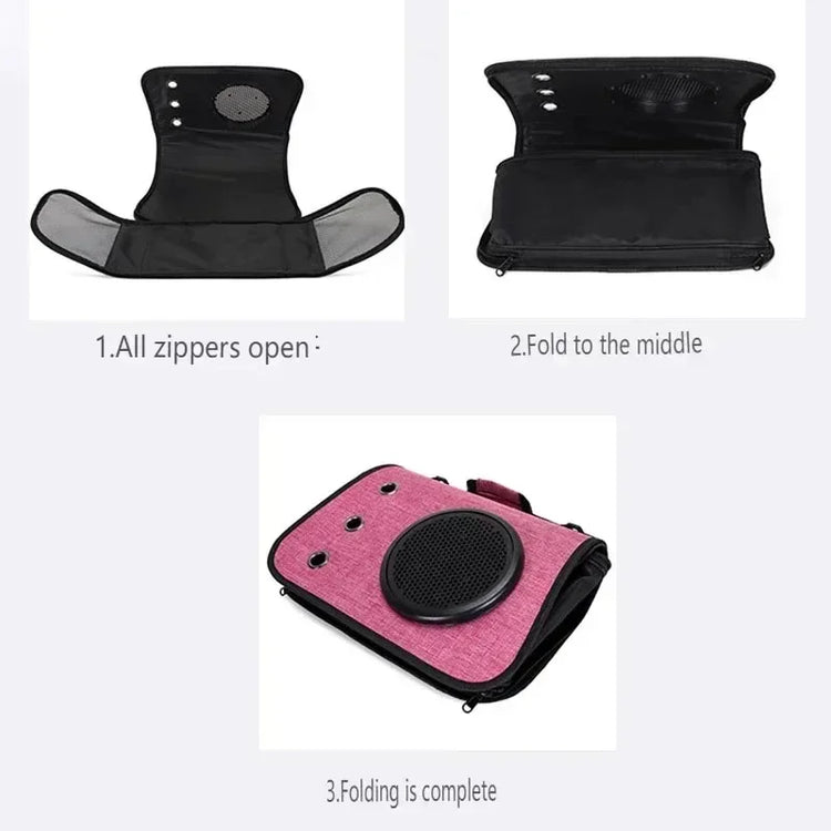 Portable Pet Travel Bag – Transparent Foldable Cat Backpack Zipper Tote