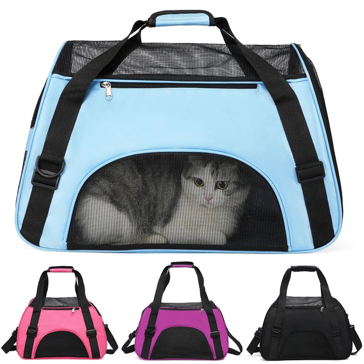 Cat Bags | Soft-Sided Portable Dog Carrier | Mesh Breathable Handbag | Foldable Pet Travel Transport Bag