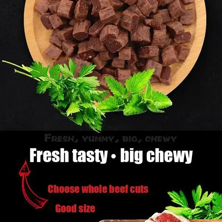 Premium Diced Beef Dog Treats – Nutritious, Chewy Training Snacks for Adult Dogs & Puppies