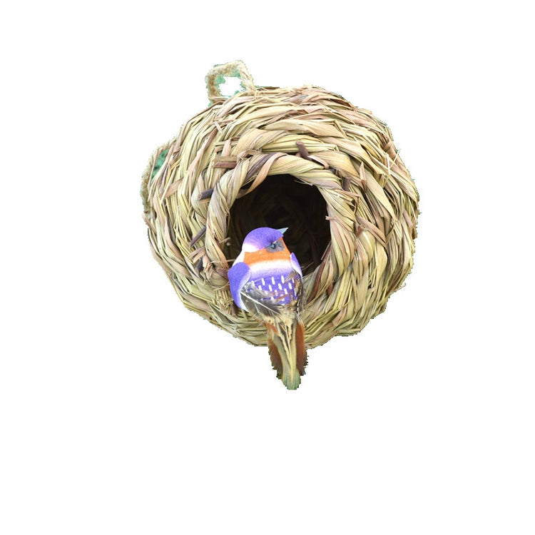 2024 Handwoven Reed Grass Bird Nest – Hanging Hummingbird Egg Cage for Outdoor Decor, Small Parrots & Garden Wildlife (Multiple Sizes)
