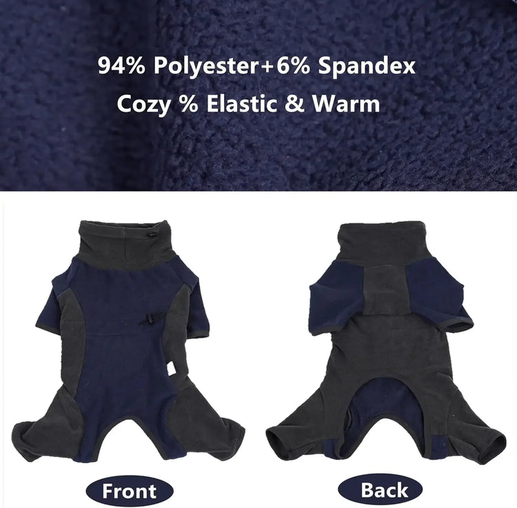 Warm Fleece Dog Onesie – Winter Coat for Medium & Large Dogs, Easy Wear Design