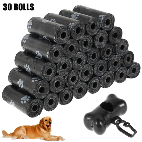 30 Roll Dog Poop Bags Disposable Pet Waste Bags Bone-Shape Divider Design Durable and Biodegradable