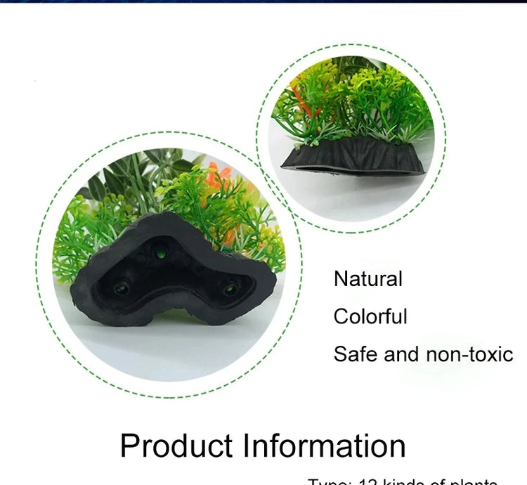 14 Kinds Artificial Aquarium Plants – Fish Tank Grass Decoration, 14.5cm