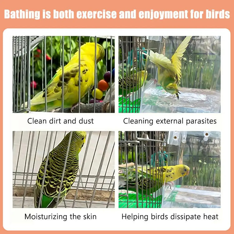 Hanging Bird Bath Box | Parakeet Shower Cage Bath | Bird Bathtub for Canary, Cockatiel, Budgerigar, Small Parrots