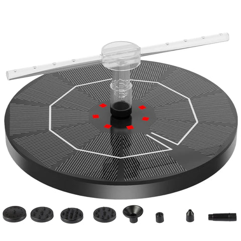 2.2W Solar Bird Bath Fountain | Floating Water Pump with LED Light & 6 Spray Nozzles for Birdbaths, Ponds, and Outdoor Water Features