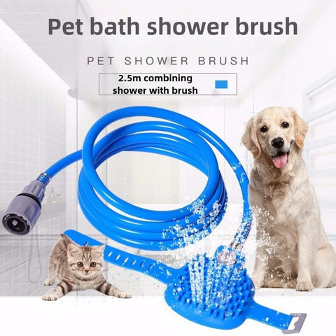 Pet Shower Sprayer with Massage Brush – 2.5M Hose, Indoor & Outdoor Use for Dogs and Cats