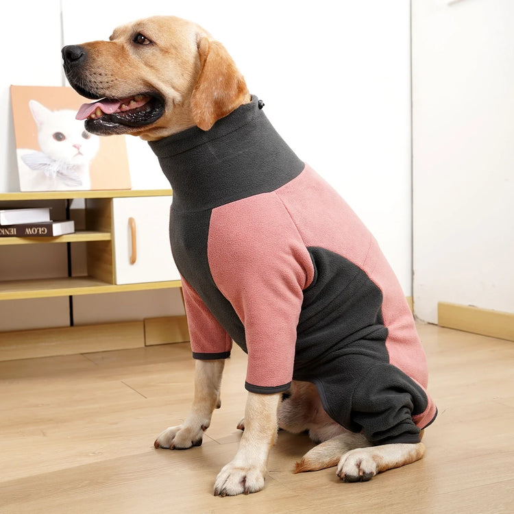 Warm Fleece Dog Onesie – Winter Coat for Medium & Large Dogs, Easy Wear Design