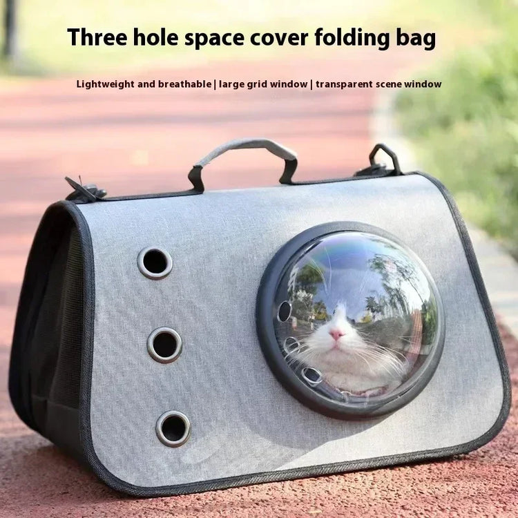 Portable Pet Travel Bag – Transparent Foldable Cat Backpack Zipper Tote