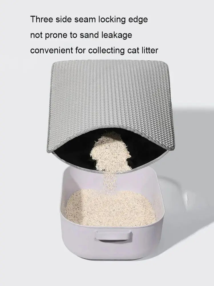 Waterproof Cat Litter Mat | Pet Toilet Double Layer Foldable Cat Litter Basin Mat | Nonslip Washable Clean Supplies | Cat Sand Pad