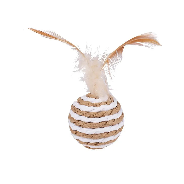 Cat Toys | Sisal Balls with Feathers | Cat Resistant to Biting | Grinding Teeth | Making Sounds | Cat Scratching Balls | Cat Teasing | Pet Supplies