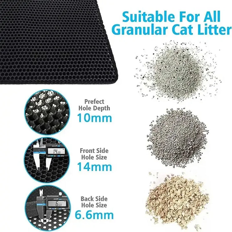 Cat Litter Mat - Double Layer | Cat Litter Box Waterproof Mat | Non-slip Sand Cat Pad | Foldable Washable Mat | Pet Clean Supplies