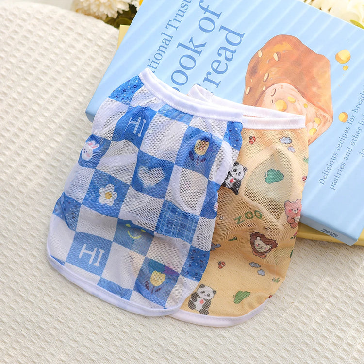 Original Cartoon Summer Mesh Vest | Cute & Breathable Pet Clothing For Cats/Dogs