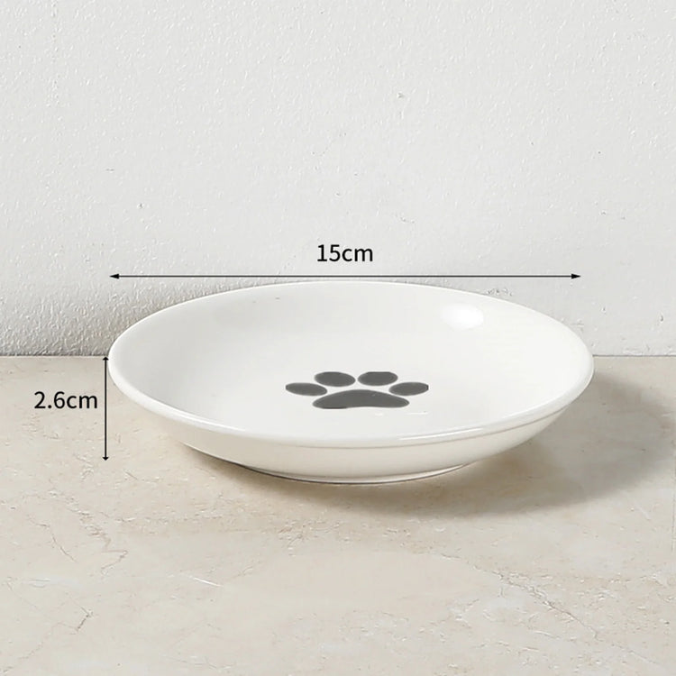 Whisker-Friendly Ceramic Cat Bowl with Stand | Wide Shallow Pet Feeding Dish for Wet Food & Water | Non-Slip Bowl for Cats, Kittens & Small Dogs