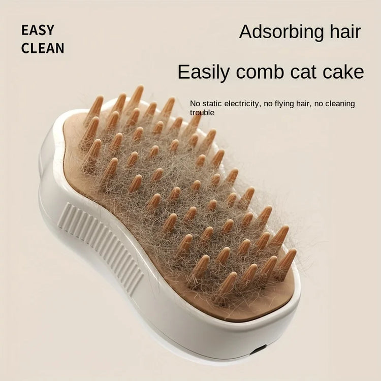 Cat Steam Brush | 3-in-1 Grooming Comb | Pet Hair Cleaner for Cats & Dogs | Silicone Massage Brush