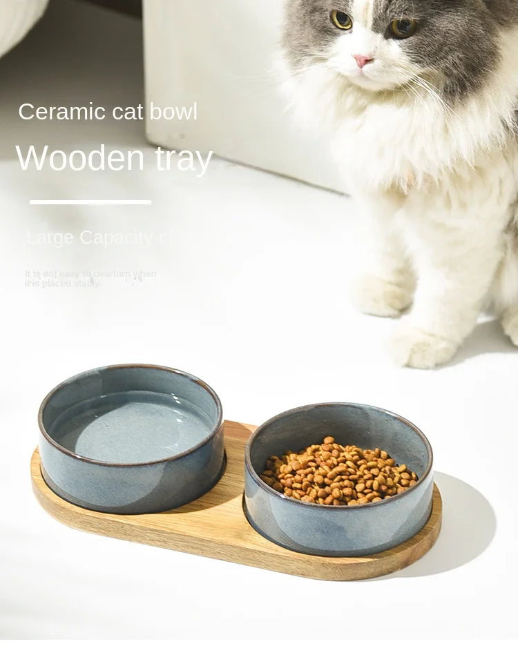 Cat Bowl | Cat Food Bowl | Ceramic Pet Food & Water Feeder | For Small & Medium-Sized Dogs | Spine Protection | Rollover Prevention