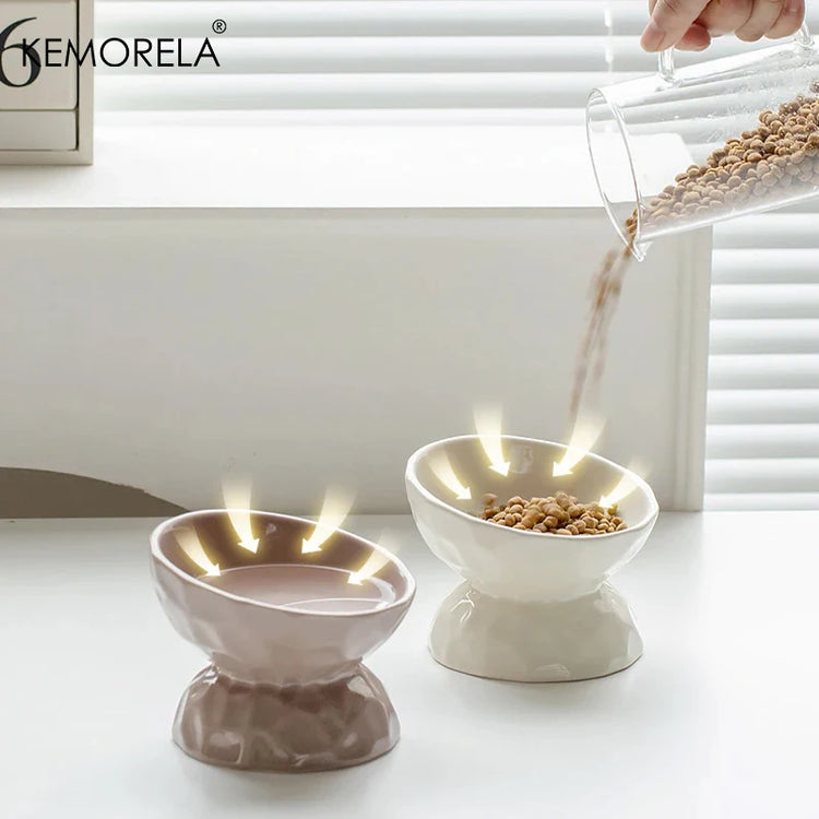 Cat Ceramic Bowl | Gradient Pet Food & Water Feeders | Small Dogs Drinking & Eating Supplies | Raised Tilted Cats & Puppy Feeding Supplies