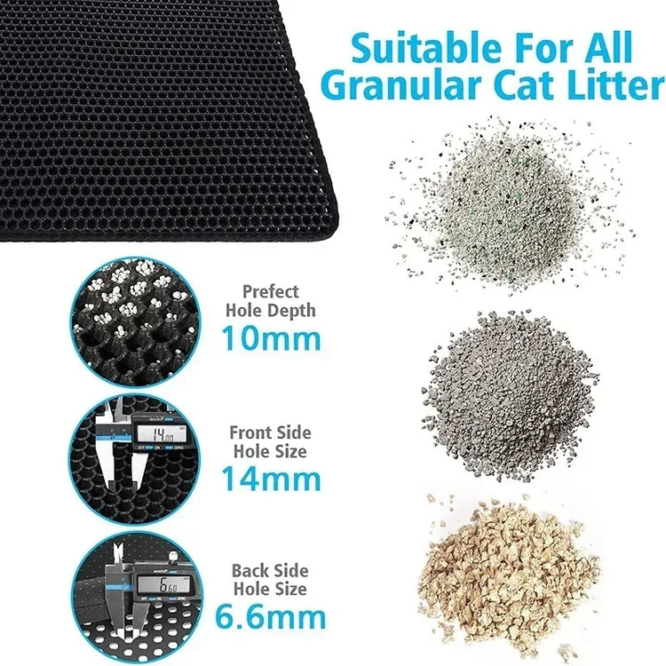 Cat Litter Mat | Non-Slip Pet Litter Box Filter Pad | Double Layer Waterproof Cat Mat | Wear-Resistant Pet Cleaning Supplies