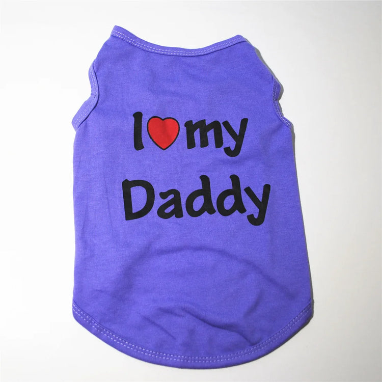 "Love Mommy & Daddy" Cotton Cat Vest | Cute Printed T-Shirt for Cats/ Small Dogs
