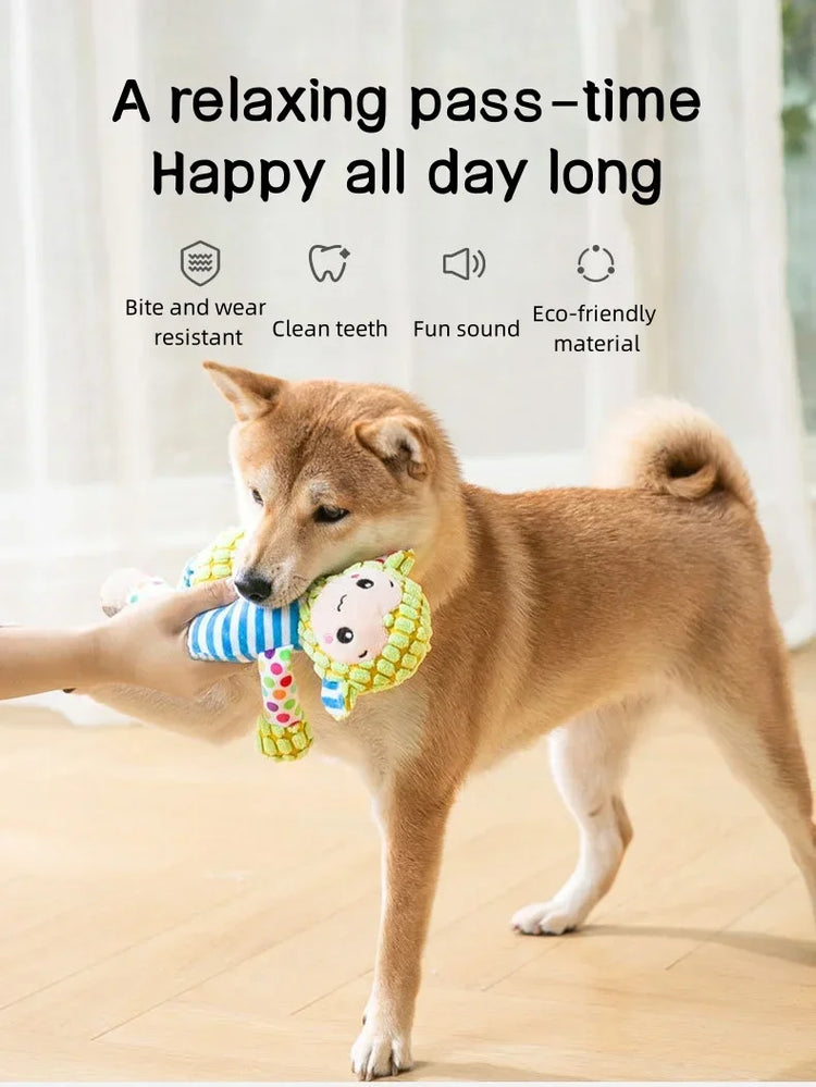 Interactive Plush Squeaky Dog Toy – Animal-Shaped Chew Toy for Puppies & Dogs