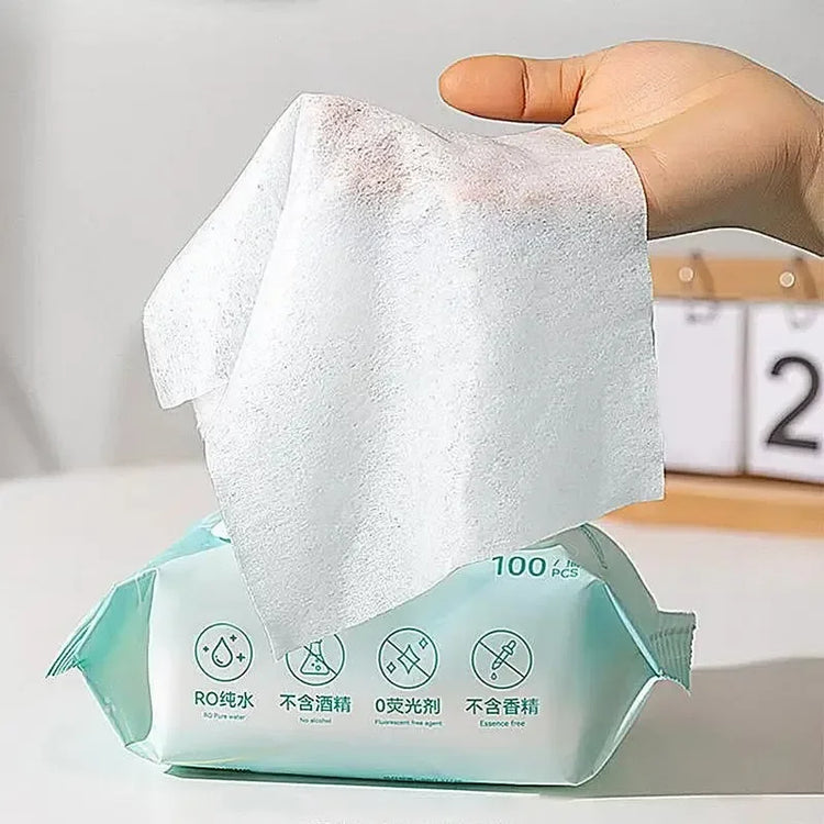 100Pcs/Set Pet Wipes | Cat/Dog Deodorant Moisturizing Cleaning Wipes | Tear Stains & Odor Removal | Safe Gentle Pure Water Pet Supplies