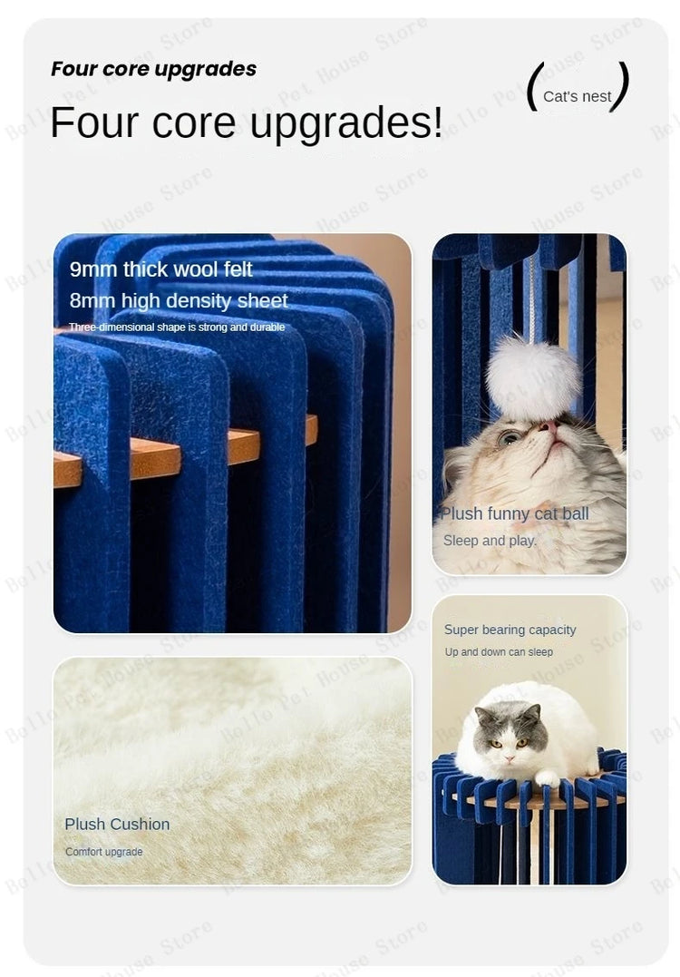 Bird Cage Cat Bed | Luxury Felt Nest for Cats | Breathable & Durable Enclosed Pet Furniture for Comfort & Style