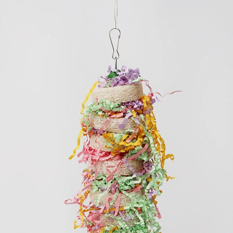 Funny Bird Toys | Parrot Swing with Bell | Natural Loofah Hanging Toy | Climb & Chew Toy for Cockatiels & Parakeets | Pet Cage Accessory