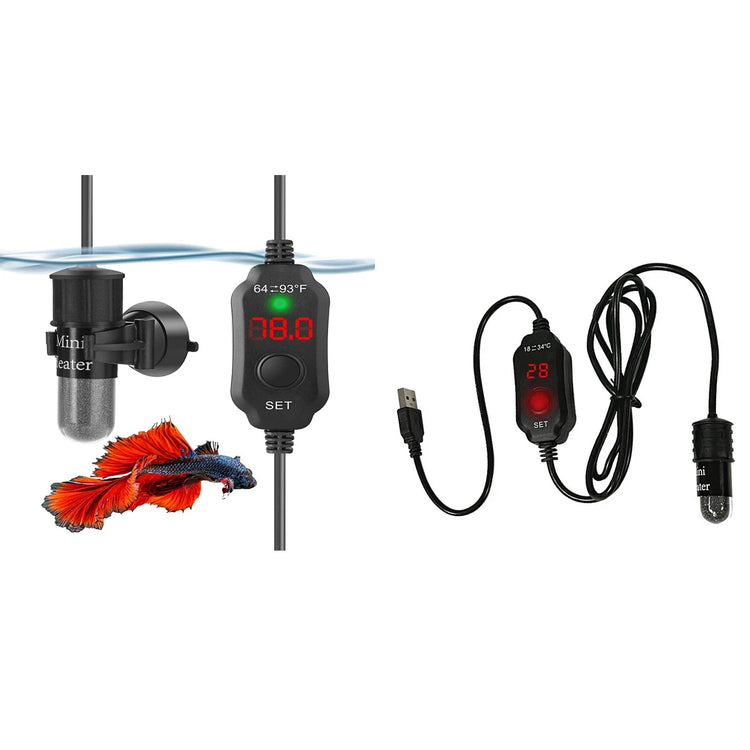 USB 10W Mini Aquarium Heater – Digital Display, Adjustable Temperature, for 1–5L Fish Tanks