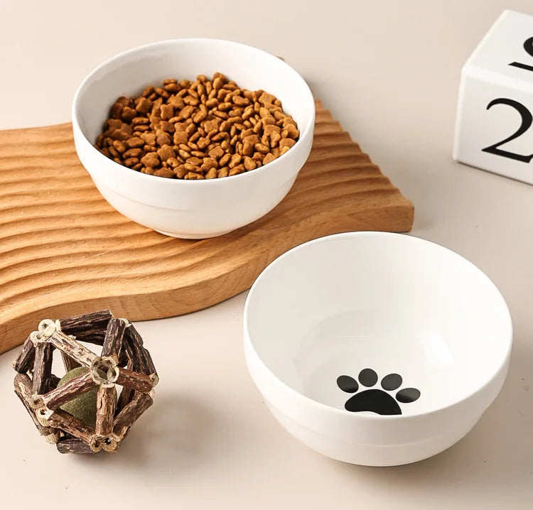 Ceramic Cat Bowl | Food & Water Bowl for Cats/Dogs | Double Ceramic Bowl Set | Cervical Protection | Pet Feeding Supplies