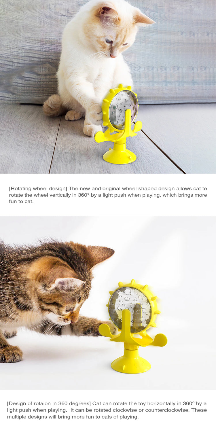 Cat Toy Treat Dispenser | Bell & Rotating Wheel | Interactive Slow Feeder | Kitten Puppy IQ Toy | Small Dog Pet Accessories