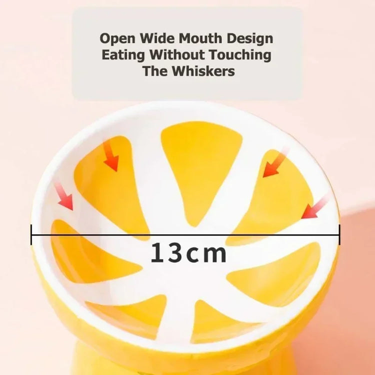 Cat Bowl | Ceramic Cervical Protection | Elevated Grain Bowl | Tilted Mouth | Water & Snack Dish | Pet Products | Fruit Shape Design
