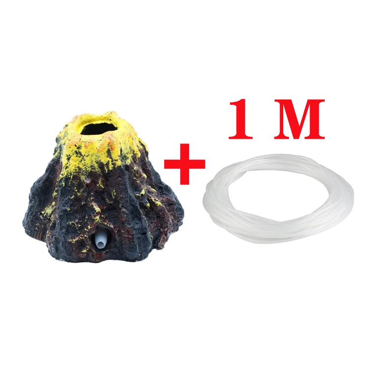 Fish Tanks Landscaping Simulation Volcano Aquarium Accessories Rockery Ornaments Aeration Pump Bubble Stone Oxygenation Tube