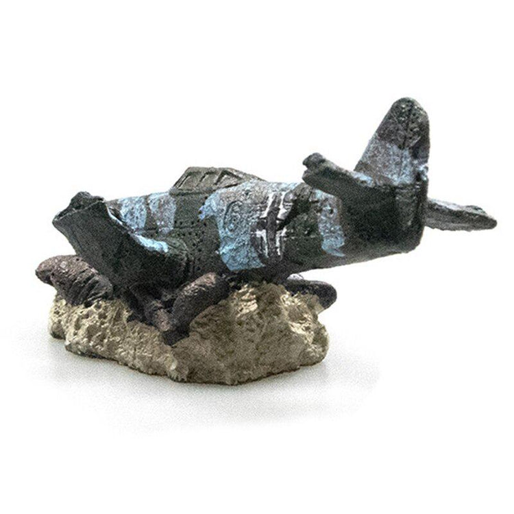 Mini Shipwreck Aircraft Aquarium Ornament – Resin Underwater Decor for Fish Tank