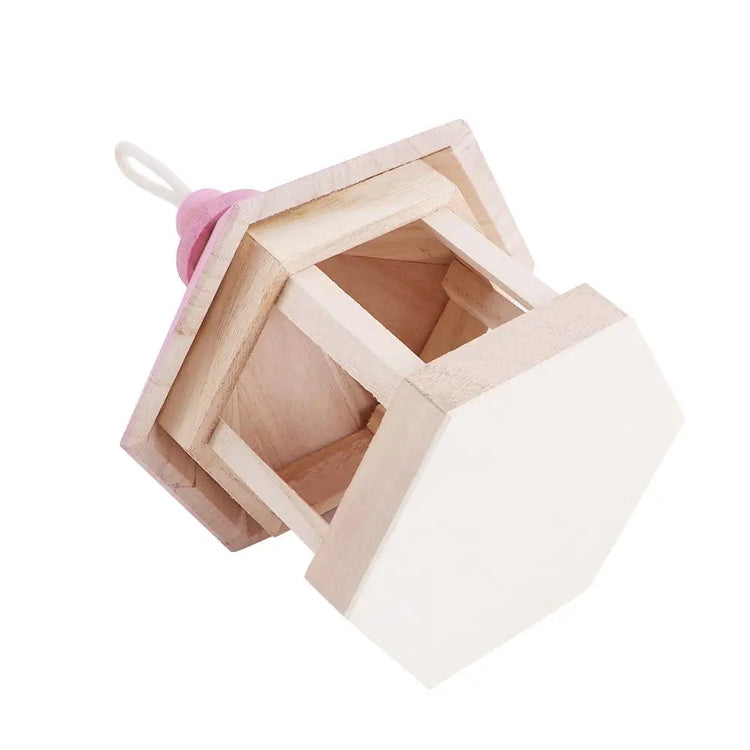 Simple Hanging Wooden Bird House Feeder – Outdoor Bird Shelter for Garden, Balcony, or Deck