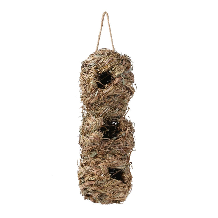 2024 Handwoven Reed Grass Bird Nest – Hanging Hummingbird Egg Cage for Outdoor Decor, Small Parrots & Garden Wildlife (Multiple Sizes)