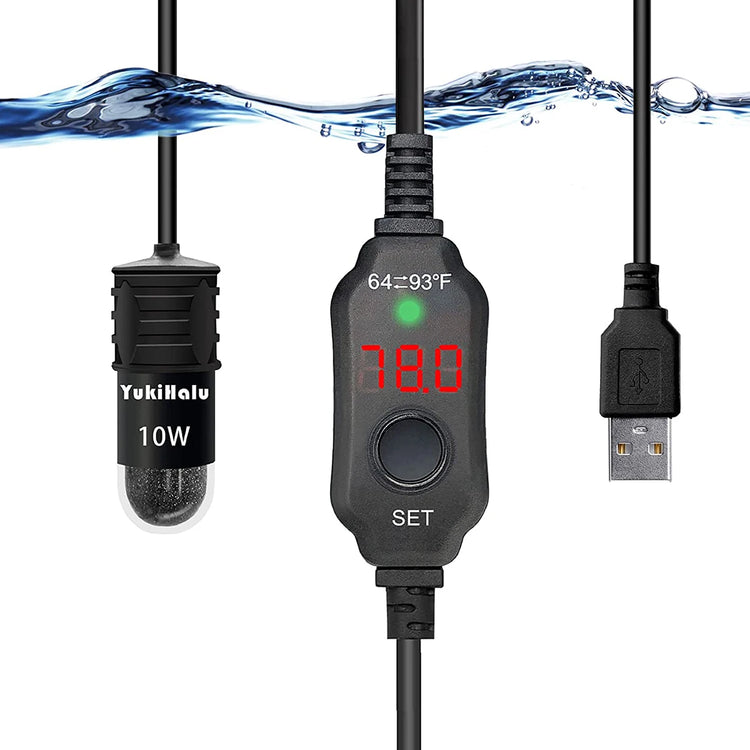USB 10W Mini Aquarium Heater – Digital Display, Adjustable Temperature, for 1–5L Fish Tanks