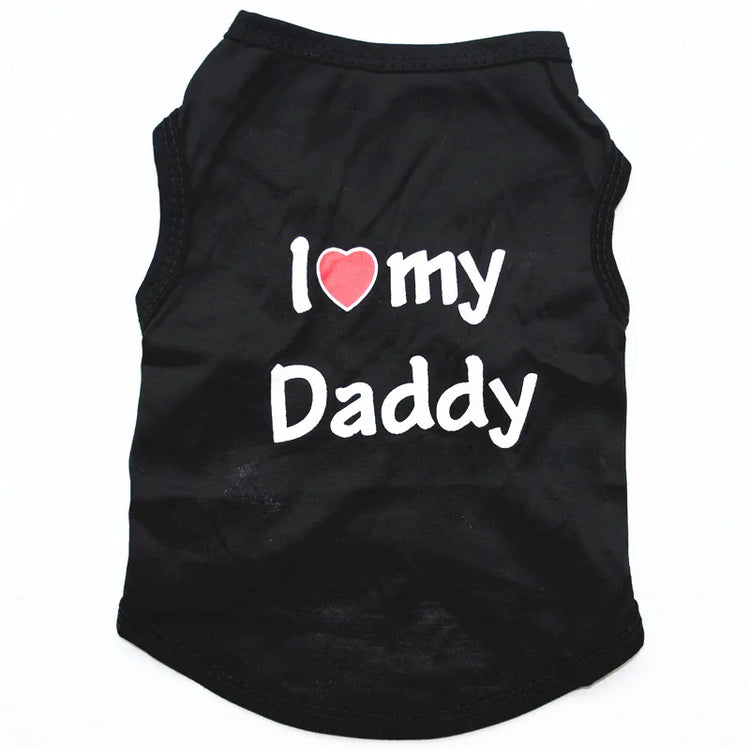 "Love Mommy & Daddy" Cotton Cat Vest | Cute Printed T-Shirt for Cats/ Small Dogs