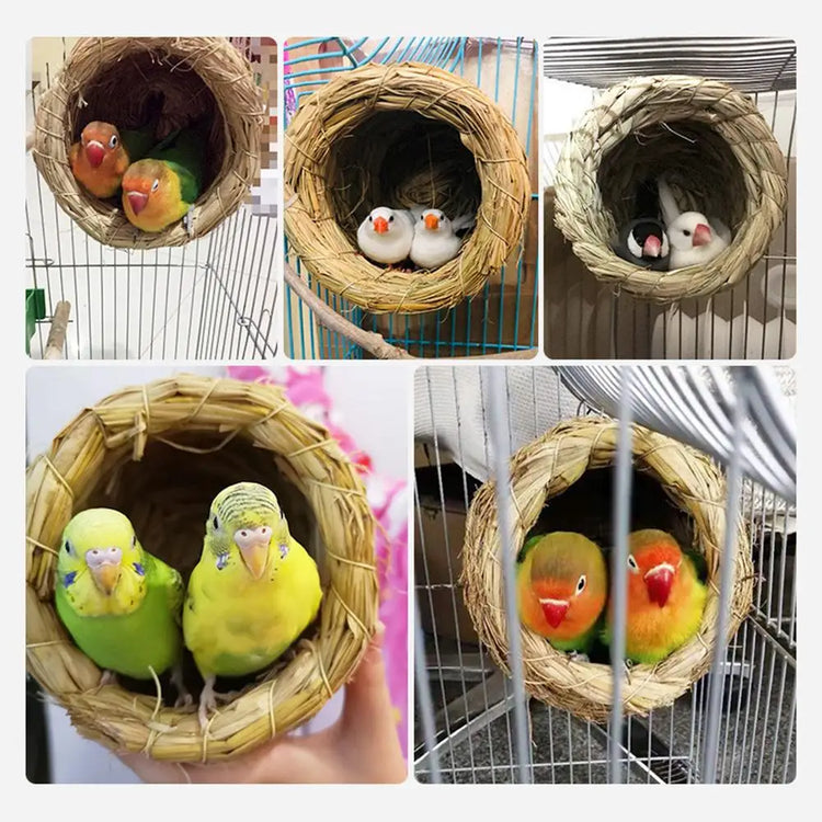Natural Handmade Straw Bird Nest – Parrot & Pigeon House | Cozy Cage Bedroom for Small Birds & Pets