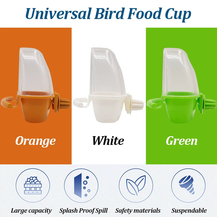 1/2pcs Bird Feeder for Cage | Hanging Bowl Cup with Lid | Parakeet Food Container | Easy-Mount Plastic Feeder | Accessories for Small Pet Birds