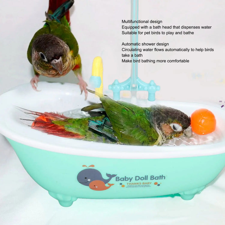 Automatic Bird Bath | Circulating Water Parrot Bathtub | Battery Powered Bird Shower Bowl for Cockatiel Budgie Lovebird Accessories