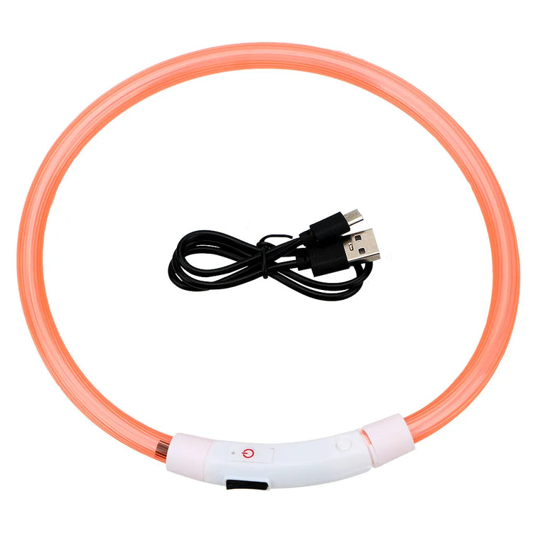 LED USB Rechargeable Dog Collar – Adjustable, Glowing Safety Collar for Pets