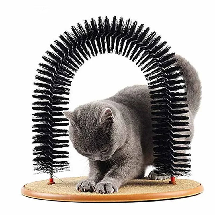 Cat Toy Arch Self Groome | Pamper Feline with A Massage - Grooming Rubbing Brush with Scratching Pad | Toy for Cats - Interactive Toys