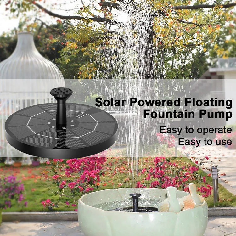 2.2W Solar Bird Bath Fountain | Floating Water Pump with LED Light & 6 Spray Nozzles for Birdbaths, Ponds, and Outdoor Water Features